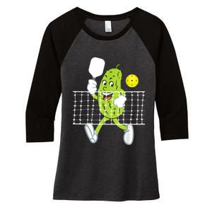 Pickle Playing Pickleball Funny Pickleball Paddleball Women's Tri-Blend 3/4-Sleeve Raglan Shirt