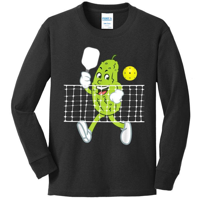 Pickle Playing Pickleball Funny Pickleball Paddleball Kids Long Sleeve Shirt