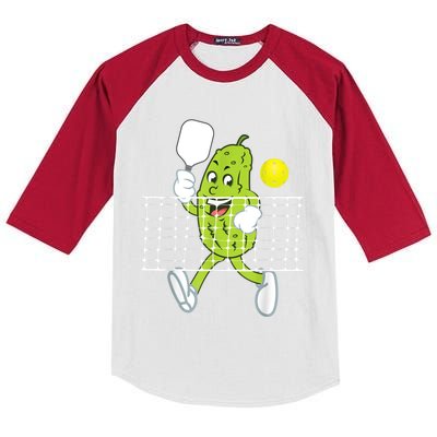 Pickle Playing Pickleball Funny Pickleball Paddleball Kids Colorblock Raglan Jersey