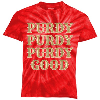 Purdy Purdy Purdy Good Football Quarterback Kids Tie-Dye T-Shirt