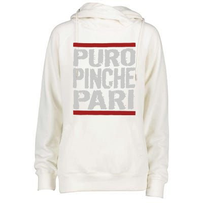 Puro Pinche Pari Funny Womens Funnel Neck Pullover Hood