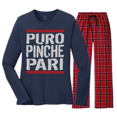 Puro Pinche Pari Funny Women's Long Sleeve Flannel Pajama Set 