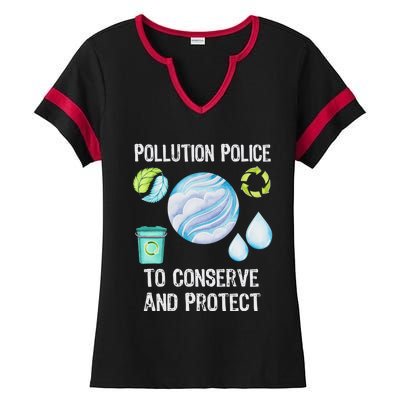 Pollution Police Protect And Clean Our Environt Cool Gift Ladies Halftime Notch Neck Tee