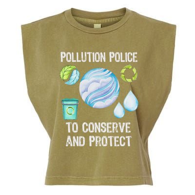 Pollution Police Protect And Clean Our Environt Cool Gift Garment-Dyed Women's Muscle Tee