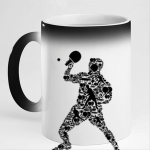 Ping Pong Player Table Tennis Gift 11oz Black Color Changing Mug