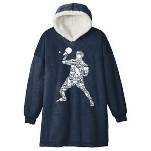 Ping Pong Player Table Tennis Gift Hooded Wearable Blanket