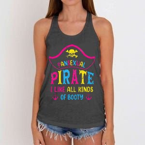 Pansexual Pride Pirate LGBTQ Month Pans Flag Colors Funny Women's Knotted Racerback Tank