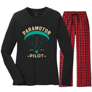 Paramotor Pilot Powered Paragliding Women's Long Sleeve Flannel Pajama Set 