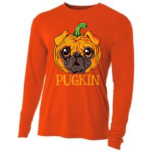 Pugkin Pug Pumpkin Halloween Thanksgiving Dog Cooling Performance Long Sleeve Crew