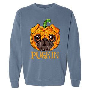 Pugkin Pug Pumpkin Halloween Thanksgiving Dog Garment-Dyed Sweatshirt