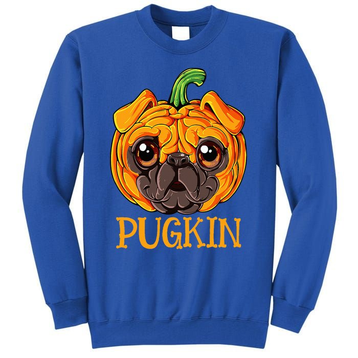 Pugkin Pug Pumpkin Halloween Thanksgiving Dog Tall Sweatshirt