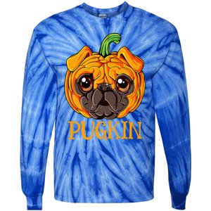 Pugkin Pug Pumpkin Halloween Thanksgiving Dog Tie-Dye Long Sleeve Shirt