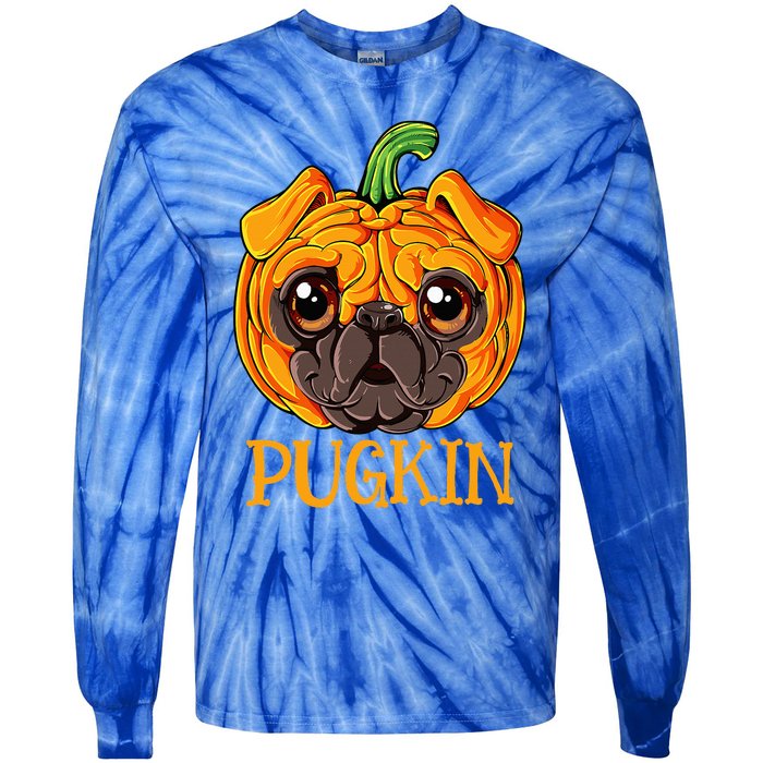 Pugkin Pug Pumpkin Halloween Thanksgiving Dog Tie-Dye Long Sleeve Shirt