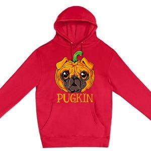 Pugkin Pug Pumpkin Halloween Thanksgiving Dog Premium Pullover Hoodie