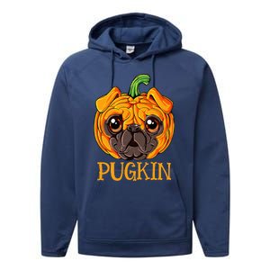 Pugkin Pug Pumpkin Halloween Thanksgiving Dog Performance Fleece Hoodie