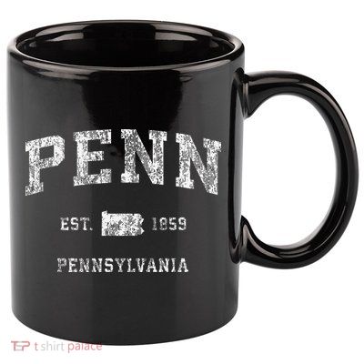 Penn Pennsylvania Pa Vintage Athletic Sports 11oz C Handle Ceramic Mug