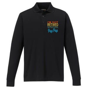 Pop Pop Pop Pop Fathers Day For Grandpa Performance Long Sleeve Polo