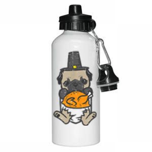 Pocket Pilgrim Pug Turkey Thanksgiving Dog S Aluminum Water Bottle