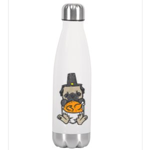 Pocket Pilgrim Pug Turkey Thanksgiving Dog S Stainless Steel Insulated Water Bottle