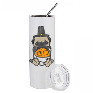 Pocket Pilgrim Pug Turkey Thanksgiving Dog S Stainless Steel Tumbler