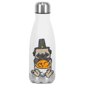 Pocket Pilgrim Pug Turkey Thanksgiving Dog S Stainless Steel Insulated Water Bottle