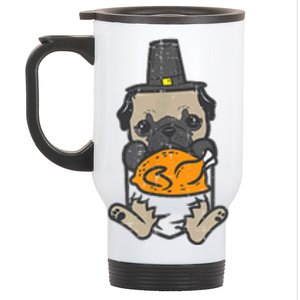 Pocket Pilgrim Pug Turkey Thanksgiving Dog S Stainless Steel Travel Mug