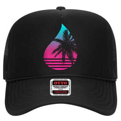 Perspiring Palm High Crown Mesh Back Trucker Hat