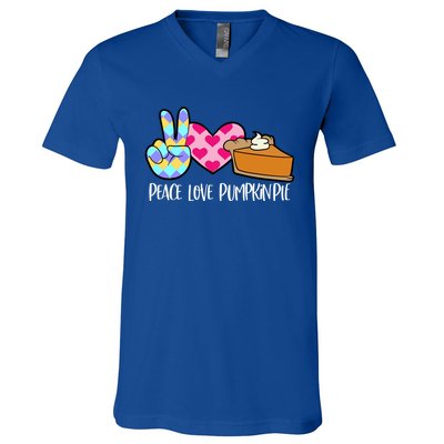 Pumpkin Pie Peace Love Halloween Gift V-Neck T-Shirt