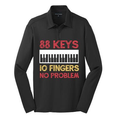 Piano Player Pianist Keyboard Vintage Gift Silk Touch Performance Long Sleeve Polo