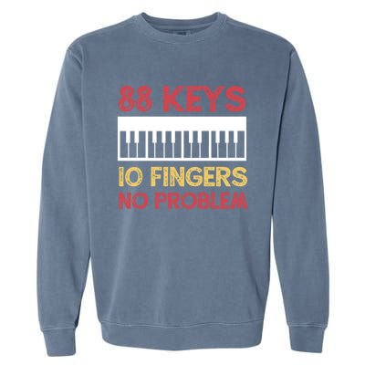 Piano Player Pianist Keyboard Vintage Gift Garment-Dyed Sweatshirt