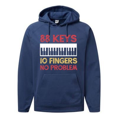 Piano Player Pianist Keyboard Vintage Gift Performance Fleece Hoodie