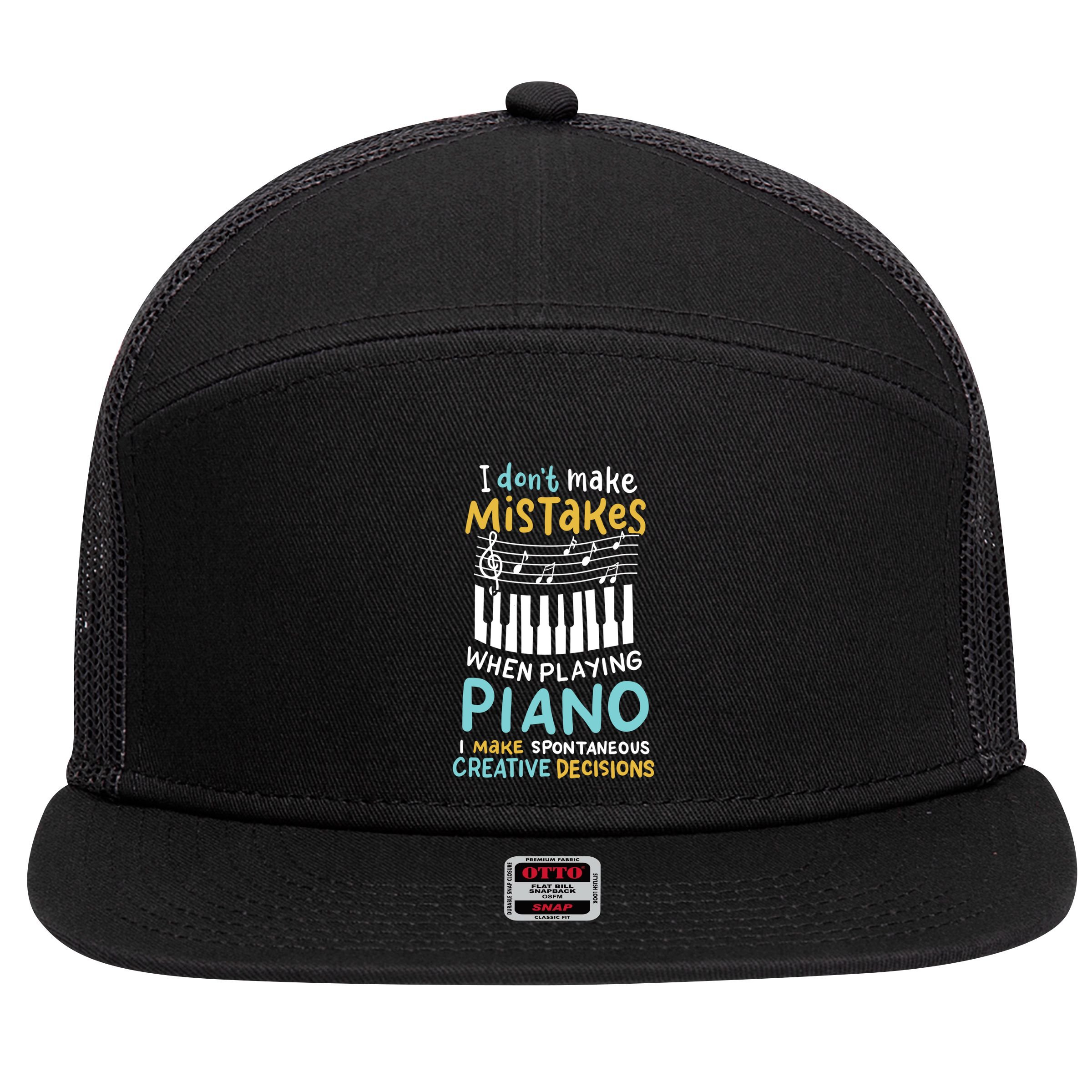 Piano Player Pianist Music Keyboard Gift 7 Panel Mesh Trucker Snapback Hat