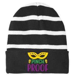 Pinch Proof Striped Beanie with Solid Band