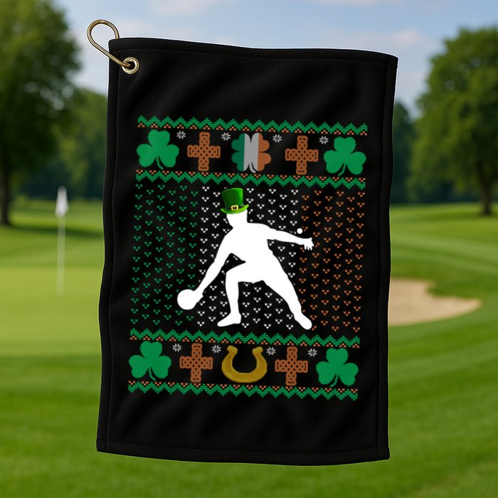 Ping Pong Player St Patrick's Day Ugly Holiday Table Tennis Meaningful Gift Golf Towel