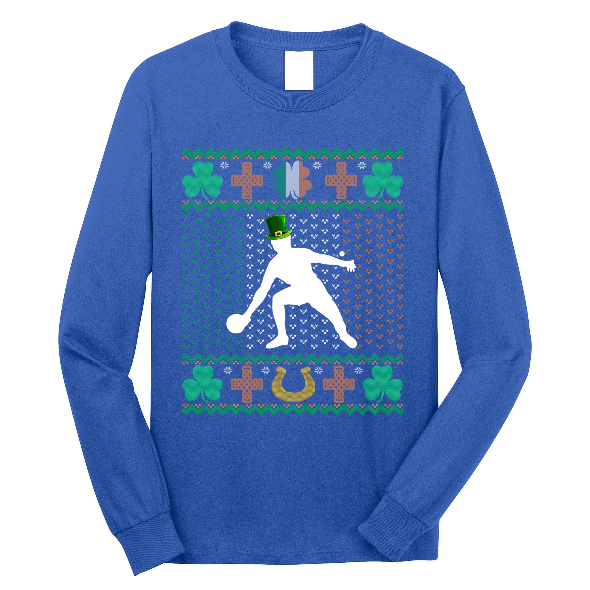 Ping Pong Player St Patrick's Day Ugly Holiday Table Tennis Meaningful Gift Long Sleeve Shirt