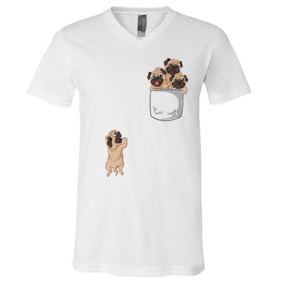 Pug Pocket V-Neck T-Shirt