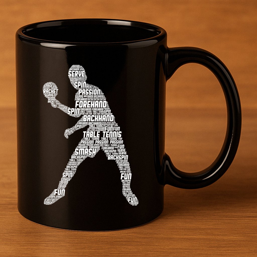 Ping Pong Player Table Tennis Cute Gift 11oz C Handle Ceramic Mug