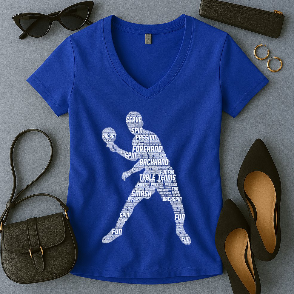 Ping Pong Player Table Tennis Cute Gift Women's V-Neck T-Shirt