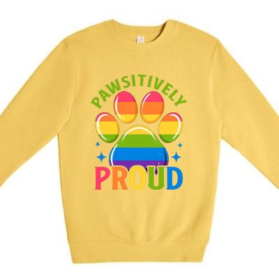 Pride Paw Print In Rainbow Colors Premium Crewneck Sweatshirt