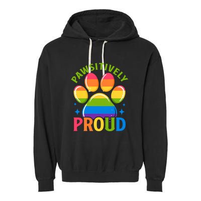 Pride Paw Print In Rainbow Colors Garment-Dyed Fleece Hoodie