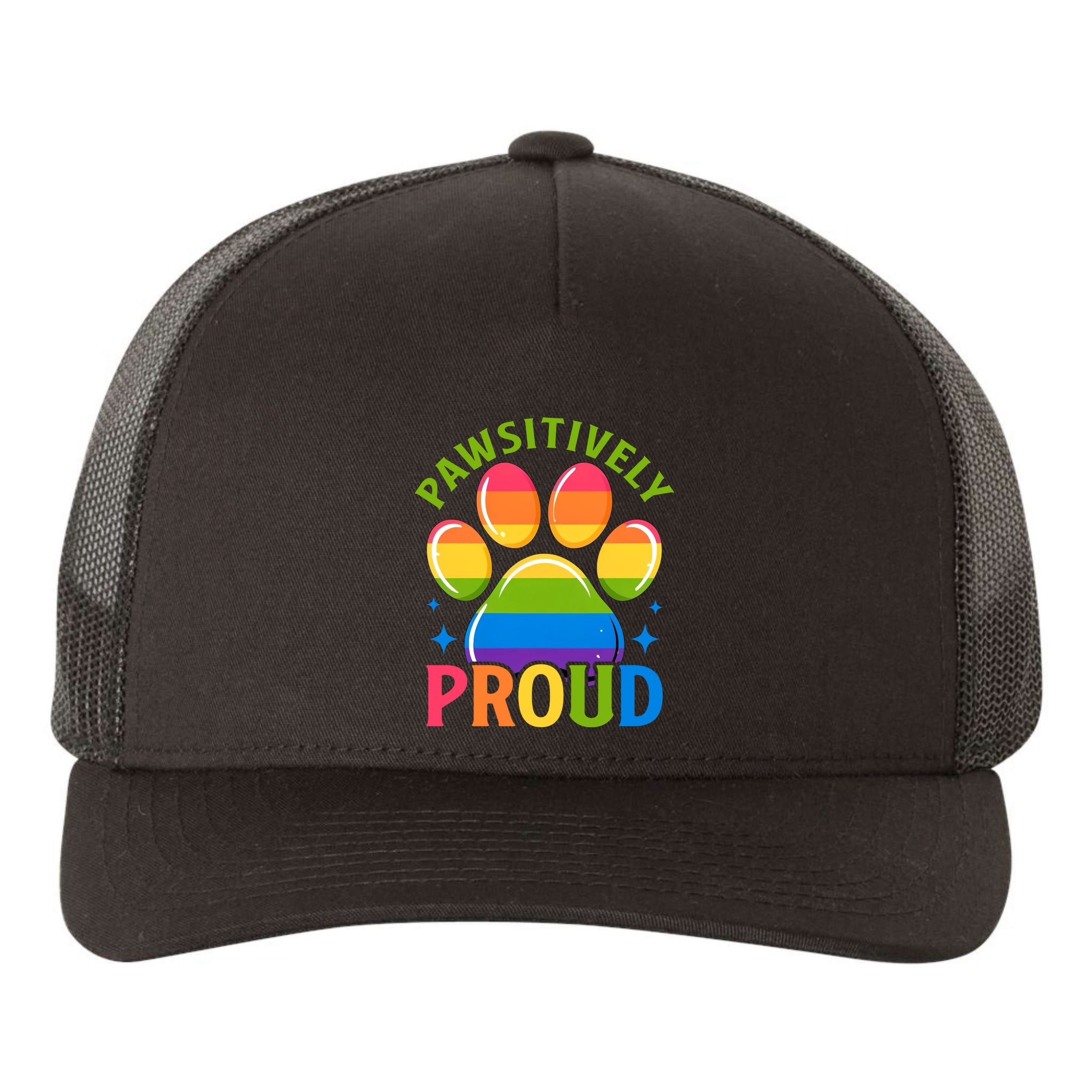 Pride Paw Print In Rainbow Colors Yupoong Adult 5-Panel Trucker Hat
