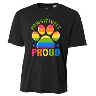 Pride Paw Print In Rainbow Colors Cooling Performance Crew T-Shirt