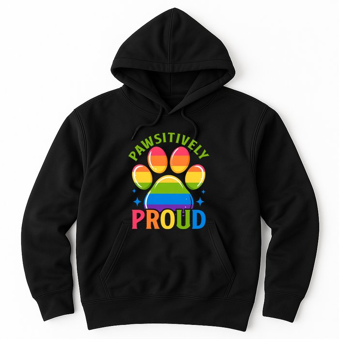 Pride Paw Print In Rainbow Colors Hoodie
