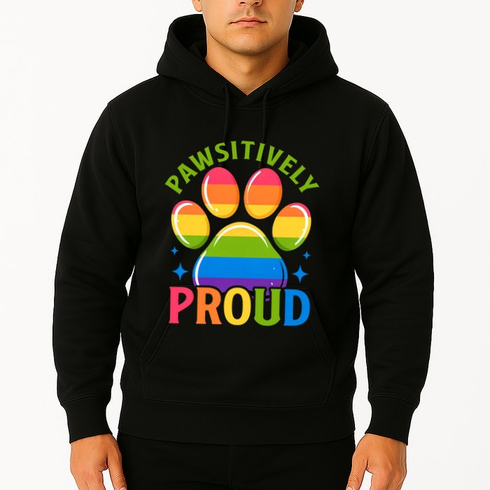 Pride Paw Print In Rainbow Colors Hoodie