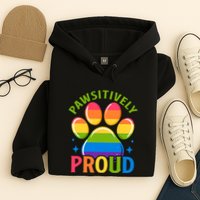 Pride Paw Print In Rainbow Colors Hoodie