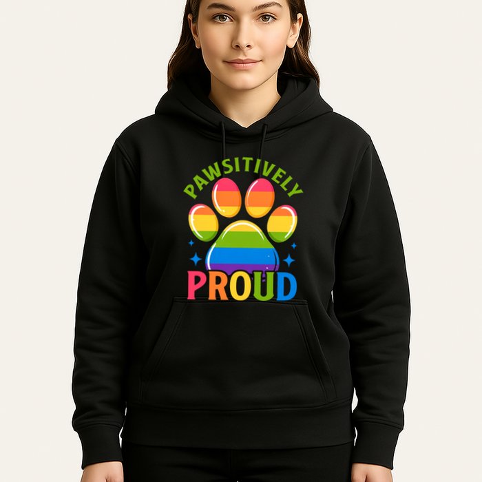 Pride Paw Print In Rainbow Colors Hoodie