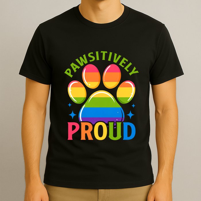 Pride Paw Print In Rainbow Colors T-Shirt
