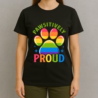 Pride Paw Print In Rainbow Colors T-Shirt