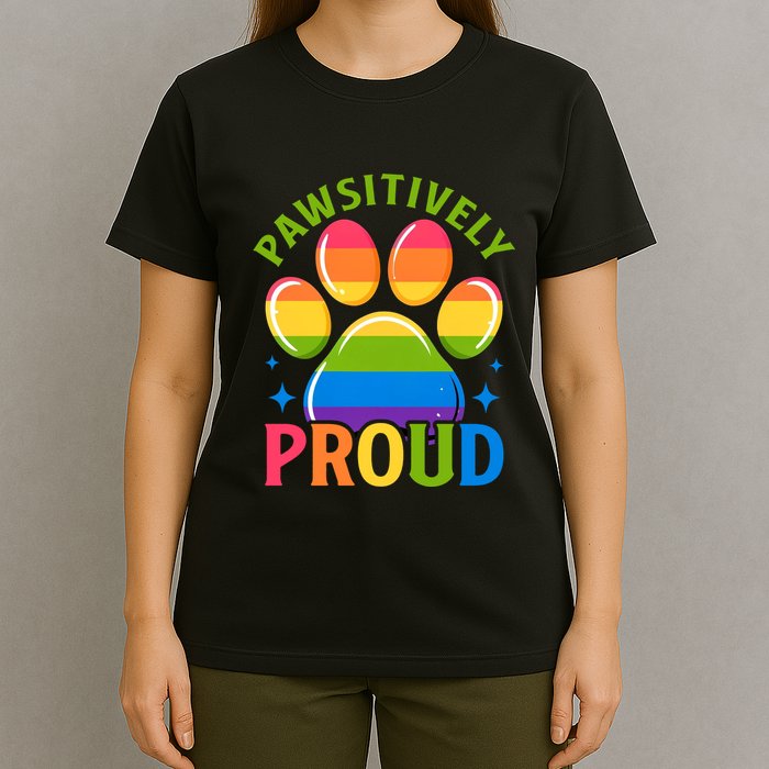 Pride Paw Print In Rainbow Colors T-Shirt