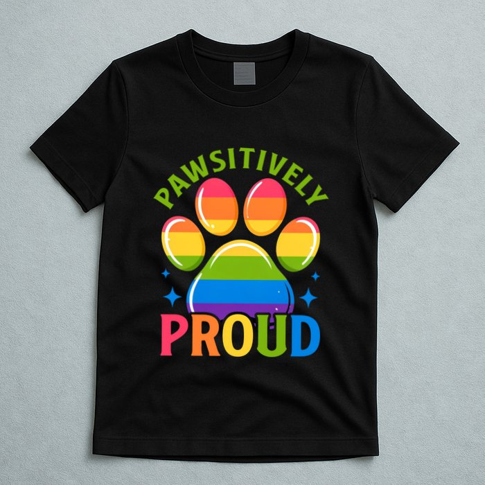 Pride Paw Print In Rainbow Colors T-Shirt